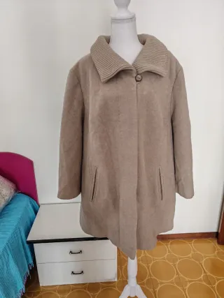 Cappotto Donna Lana Beige/Marrone Taglia L