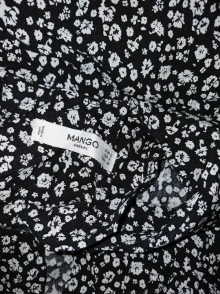 Vestido floral negro y blanco