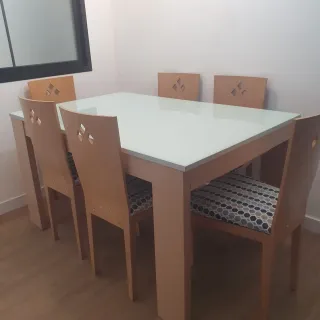 Mesa Comedor Extensible Cristal y Madera 140x90 y