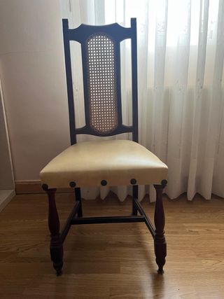 6 Sillas vintage madera y ratán