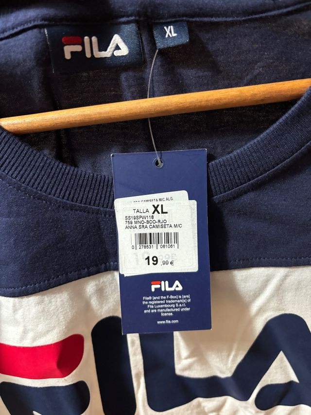 Camiseta Fila Mujer Azul, Blanca y Roja