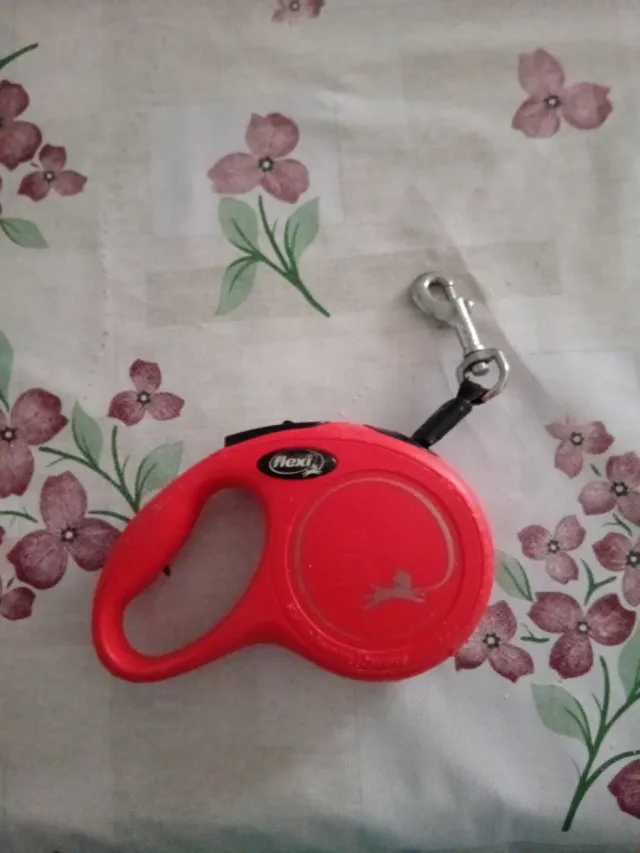 Correa Flexi para perros rosa y roja