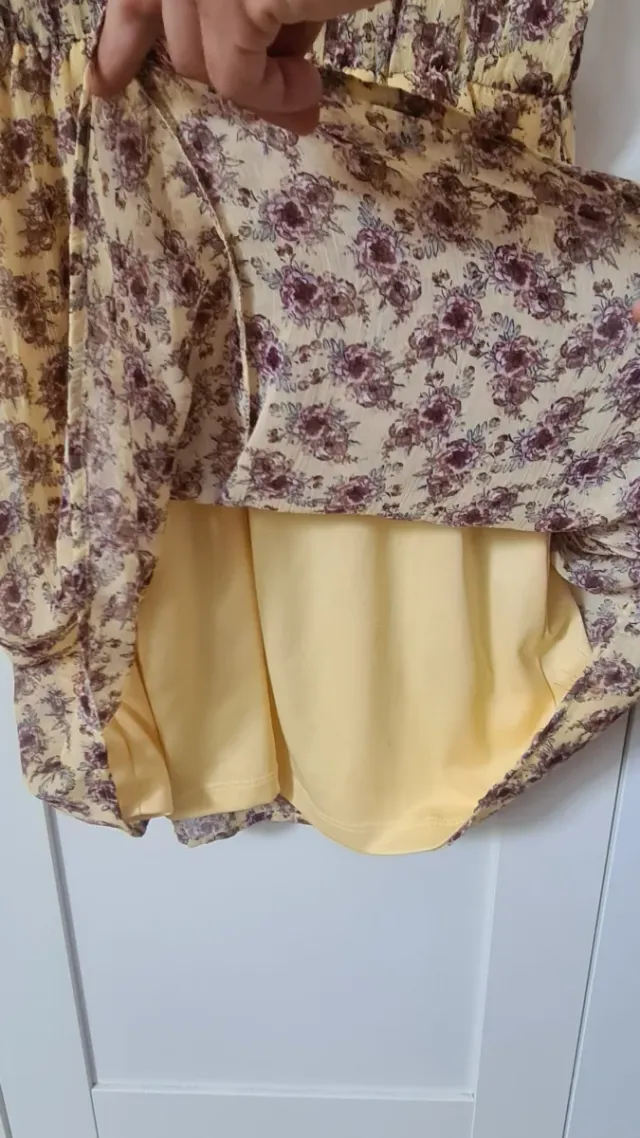 Vestido gasa amarillo floral