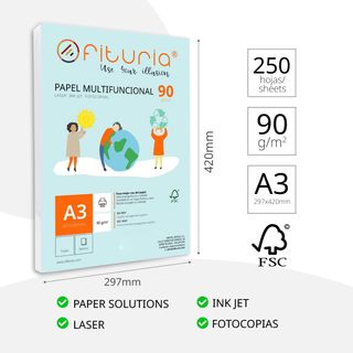 ✨ - Paquete de folios A3 de 90gr con 250 Hojas Bla