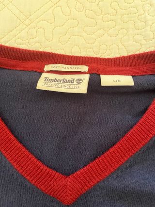 Maglione Timberland Blu con Bordi Rossi