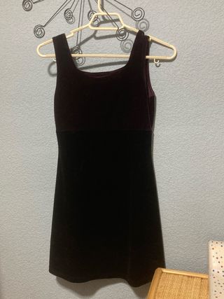 Vestido fiesta corto terciopelo morado/negro T38