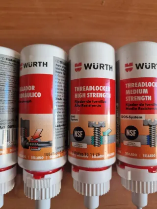 Lote 6 fijadores Wurth: Retenedor, Sellador, Threa
