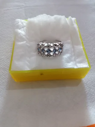 Anello con Zirconia Cubica Blu e Argento