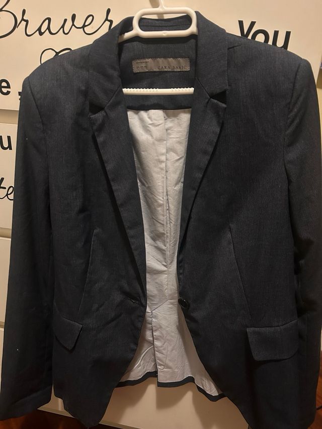 Blazer Zara Basic Azul Marino