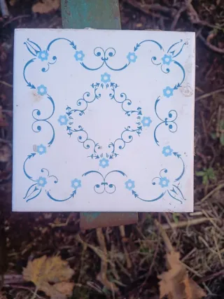 Baldosa antigua decorada azul