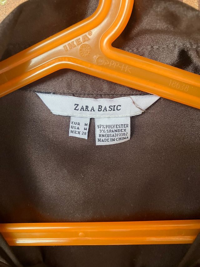 Camisa Zara Basic manga corta mujer marrón XS