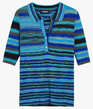 Camisa Desigual Rayas Azul Marrón Talla M