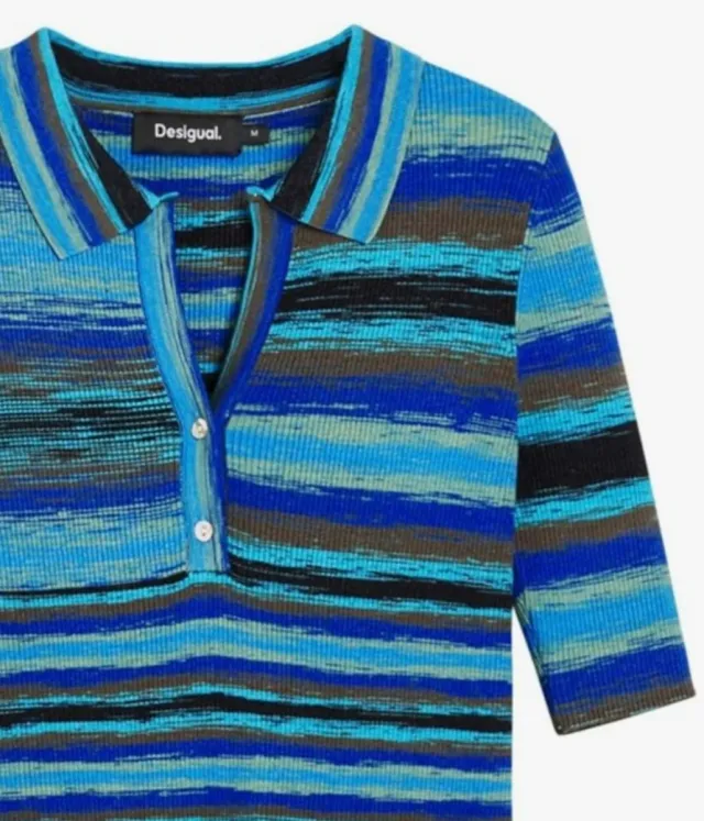 Camisa Desigual Rayas Azul Marrón Talla M