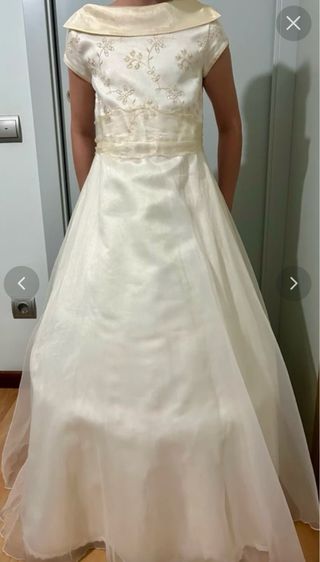 Vestido Comunión/Eventos Dorado y Blanco Talla 11