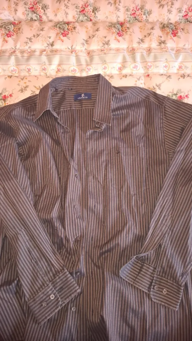 Camisa Veneto Rayas Marrón negro. Talla 6, xxl