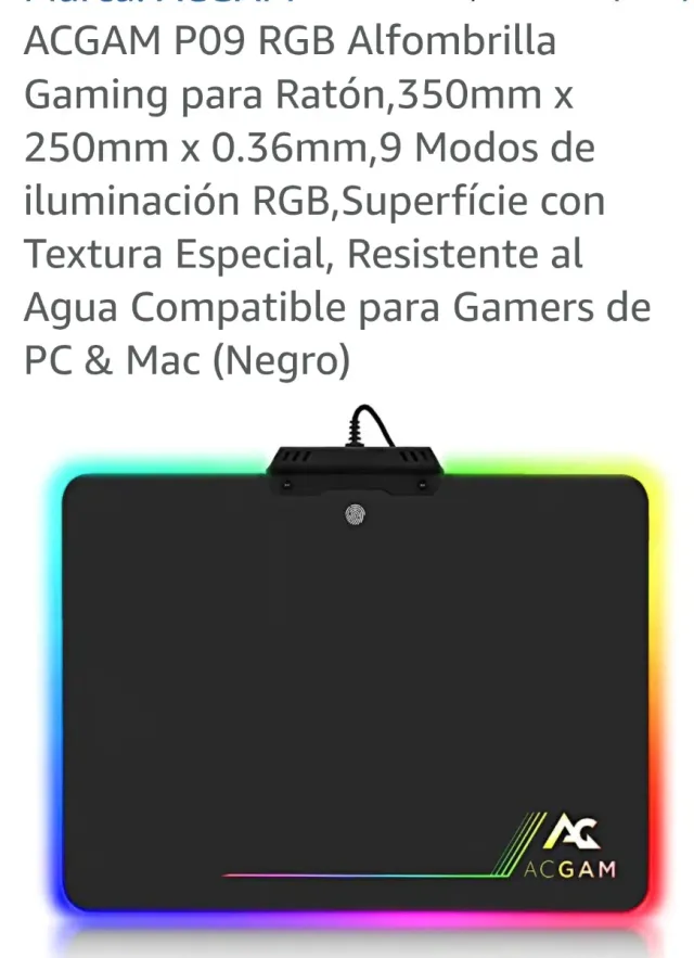 Alfombrilla Gaming ACGAM RGB Negra