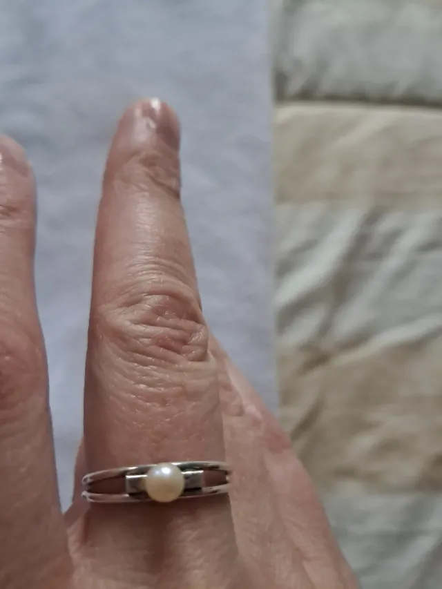 Anillo de baño de plata con perla bisuteria