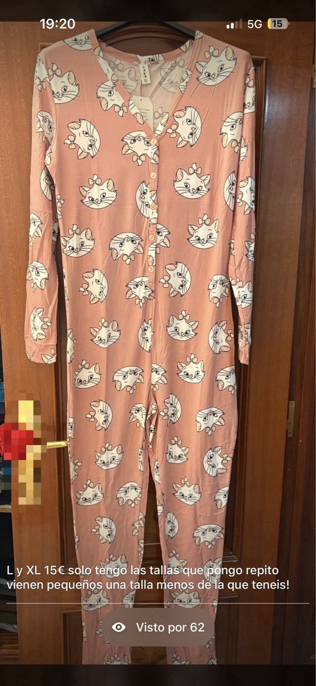 Monos Pijama Gatos Xl de los rosas y una L lila