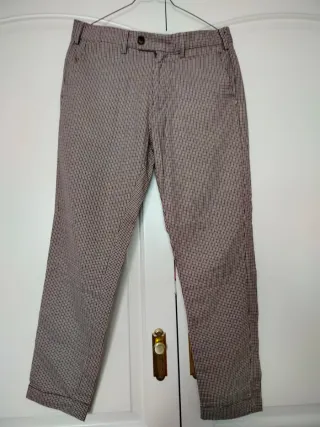 Pantalón de cuadros marrón hombre