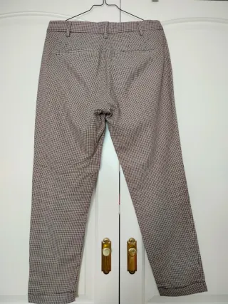 Pantalón de cuadros marrón hombre
