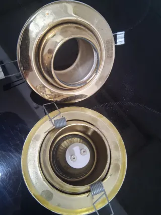 Faretti alogeni dorati in metallo da incasso a soffitto 3 pz