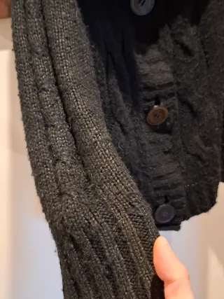Cardigan donna lana nero trecce XL