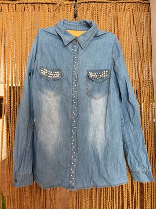 Camisa vaquera perlas