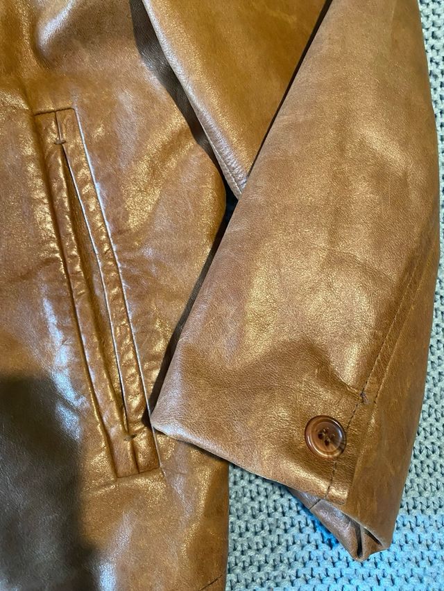 Chaqueta Cuero Zara Hombre XL Marrón