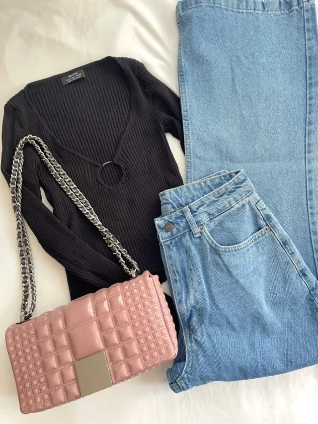 Jersey Bershka aro escote fino M 38 negro top