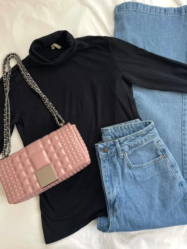 Jersey cuello alto negro talla XL denim co mujer