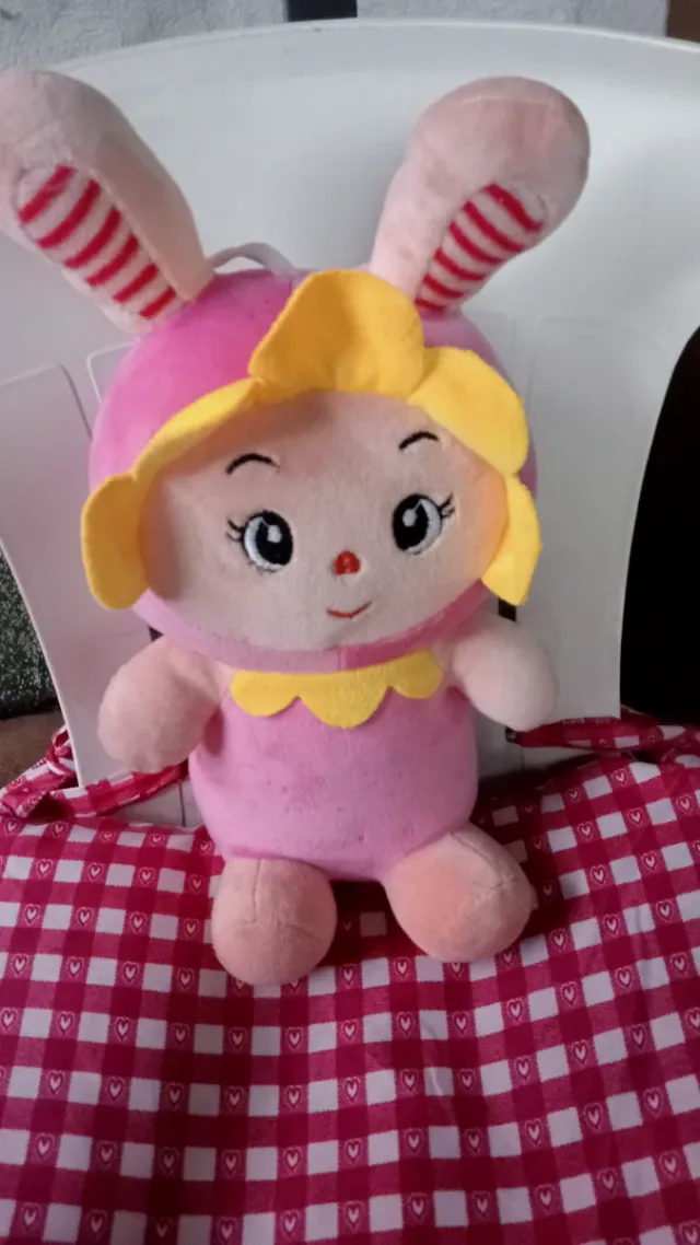 Peluche con orecchie da coniglio rosa 30 cm