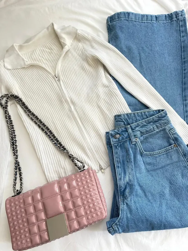 Chaqueta blanca cremallera cuello polo M