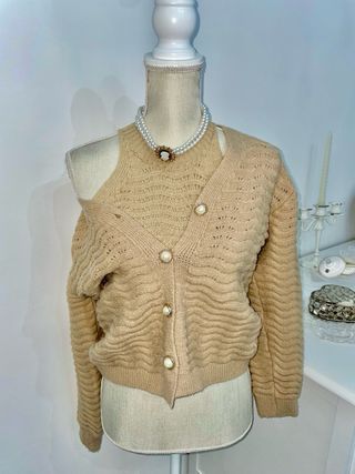 Set Cardigan e Top Beige