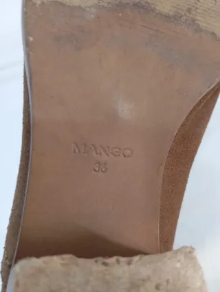 Botas Mango Cuero Mujer Marrones