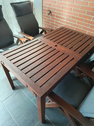 Mesa con 4 Sillas madera para terraza o jardin