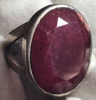 Anillo Plata Gigante Granate + Regalo