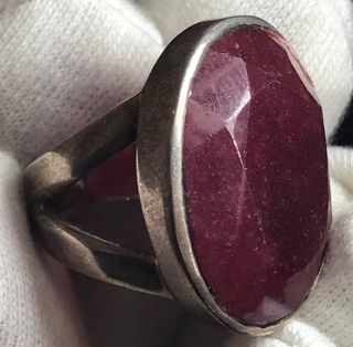 Anillo Plata Gigante Granate + Regalo