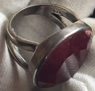 Anillo Plata Gigante Granate + Regalo