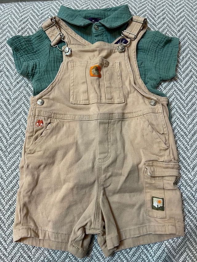 Conjunto bebé 12m peto y polo verde