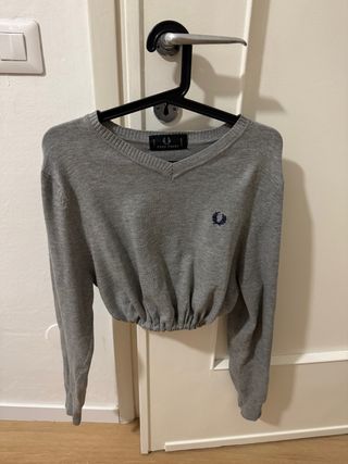 Maglione crop Fred Perry grigio
