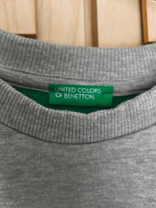 Sudadera Benetton Gris, Blanca y Verde
