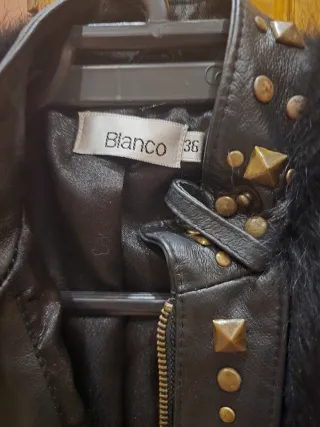 Cazadora Piel Negra Talla S, sin cinturon