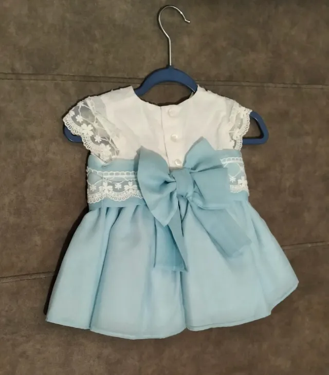 Vestido bebé 0-6 meses blanco y azul