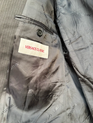 Giacca Versace Uomo Lana blu Gessato Tg 52