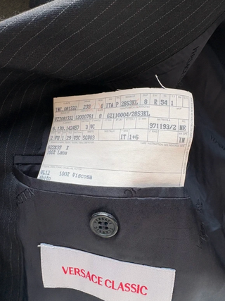 Giacca Versace Uomo Lana blu Gessato Tg 52