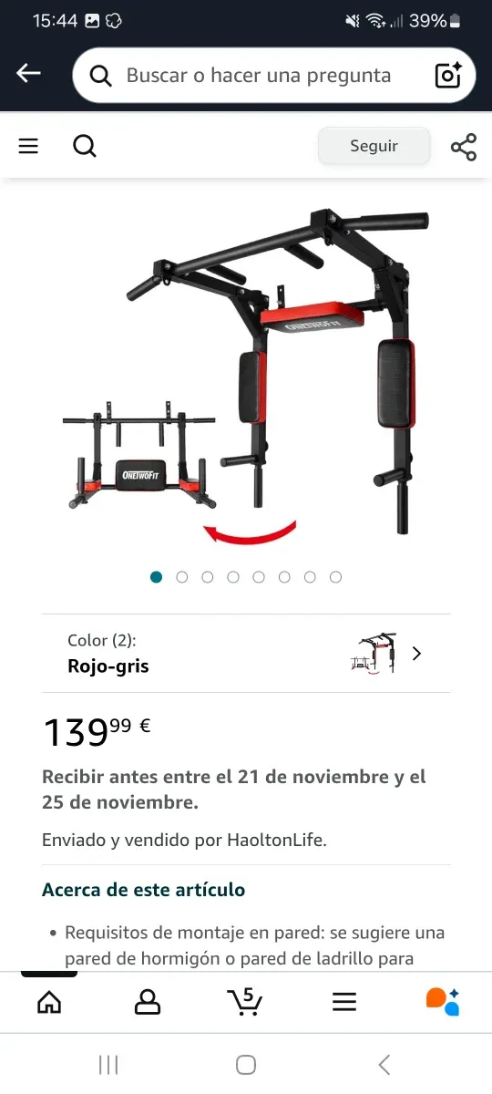 Barra de dominadas ONETWOFIT