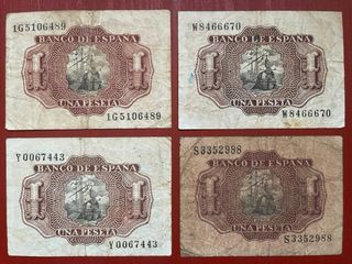 Spagna 🇪🇸 Spain lotto 4 banconote 1 peseta 1953