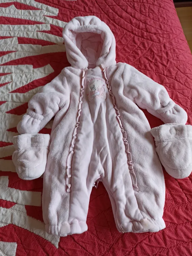 Pelele bebé rosa 1-3 meses con manoplas