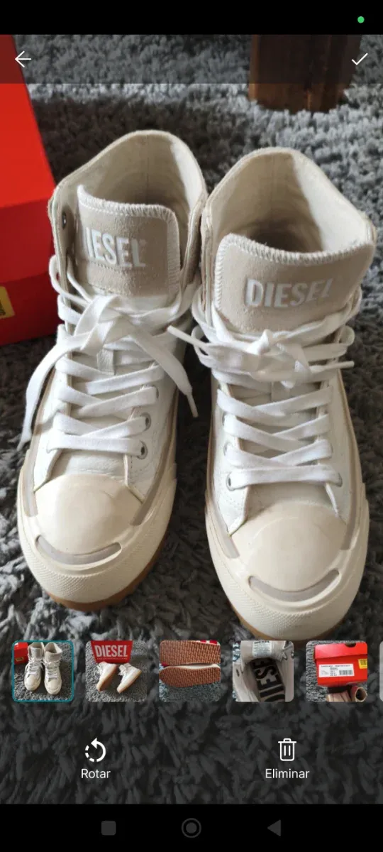 Tenis botín piel Diesel beige/blanco