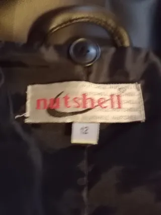 Chaquetón largo cuero negro talla M